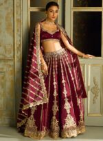 Maroon Color Kasturi Silk Fabric Sequence With Jari Work Lehenga