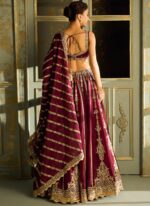 Maroon Color Kasturi Silk Fabric Sequence With Jari Work Lehenga