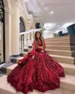 Maroon Color Net Fabric Dual Sequence Work Lehenga