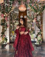 Maroon Color Net Fabric Dual Sequence Work Lehenga