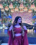 Maroon Color Net Fabric Dual Sequence Work Lehenga
