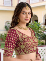 Maroon Color Rangoli Silk Fabric Jari And Dori With Sequence Embroidery Work Lehenga