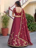 Maroon Color Rangoli Silk Fabric Jari And Dori With Sequence Embroidery Work Lehenga