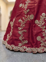 Maroon Color Rangoli Silk Fabric Jari And Dori With Sequence Embroidery Work Lehenga