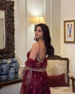 Maroon Color Vichitra Silk Fabric Coding Embroidery Sequence With Jari Work Gown
