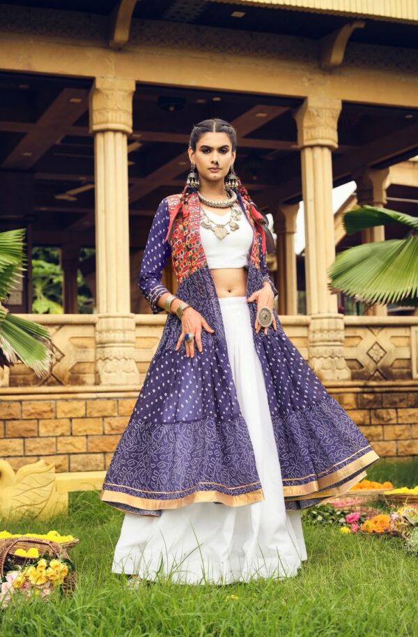 Navratri Special Blue Color Pure Cotton Fabric Lehenga