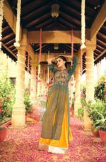 Navratri Special Green Color Rayon Fabric Fancy Lace Work Lehenga