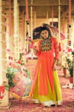 Navratri Special Orange Color Rayon Fabric Fancy Lace Work Lehenga
