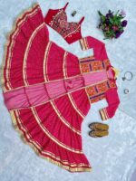 Navratri Special Pink Color Printed Faux Georgette Fabric Embroidery Work Shrug Set