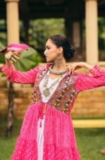 Navratri Special Pink Color Pure Cotton Fabric Lehenga