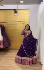 Navratri Special Purple Color Georgette Fabric Digital Print With Foil Mirror Work Lehenga