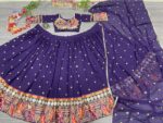 Navratri Special Purple Color Georgette Fabric Digital Print With Foil Mirror Work Lehenga