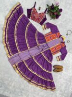 Navratri Special Purple Color Printed Faux Georgette Fabric Embroidery Work Shrug Set