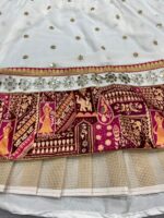 Navratri Special White Color Georgette Fabric Digital Print With Foil Mirror Work Lehenga