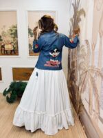 Navratri Special White Color Pure Cotton Fabric Koti Style Lehenga