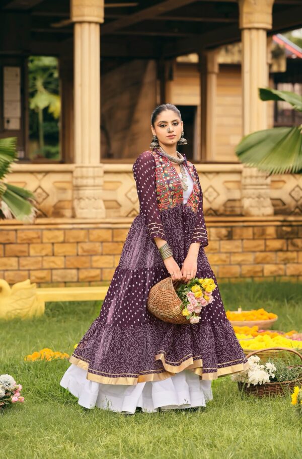 Navratri Special Wine Color Pure Cotton Fabric Lehenga