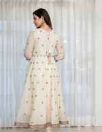 Off White Color Faux Blooming Fabric Sequence With Jari Thread Work Anarkali Suit