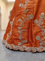 Orange Color Rangoli Silk Fabric Jari And Dori With Sequence Embroidery Work Lehenga