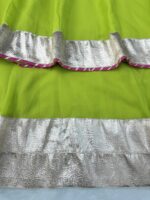 Parrot Color Tabby Organza Silk Fabric Real Mirror Hand Work Lehenga Anarkali Suit