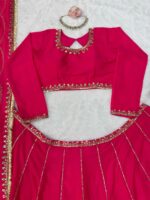 Pink Color Chinon Fabric Thread With Sequence Work Lehenga