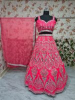 Pink Color Malai Satin Fabric Sequence With Real Mirror Work Lehenga