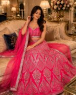 Pink Color Malai Satin Fabric Sequence With Real Mirror Work Lehenga