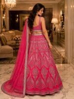 Pink Color Malai Satin Fabric Sequence With Real Mirror Work Lehenga