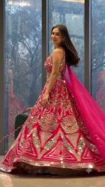 Pink Color Malai Satin Fabric Sequence With Real Mirror Work Lehenga
