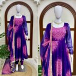 Purple Color Faux Georgette Fabric Digital Print Work Anarkali Suit