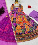 Purple Color Pure Original Crepe Fabric Embroidery Work Gown