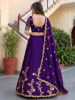Purple Color Rangoli Silk Fabric Jari And Dori With Sequence Embroidery Work Lehenga