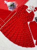 Rakhi Special Red Color Chinon Silk Fabric Thread With Sequence Work Anarkali Suit