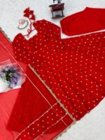 Rakhi Special Red Color Chinon Silk Fabric Thread With Sequence Work Anarkali Suit