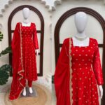Rakhi Special Red Color Chinon Silk Fabric Thread With Sequence Work Anarkali Suit
