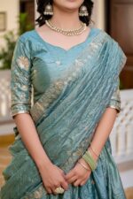 Rama Color Gold Crush Fabric Embroidery Work Lehenga
