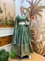 Rama Color Gold Crush Fabric Embroidery Work Lehenga