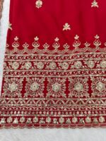 Red Color Faux Georgette Fabric Sequence Work Suit
