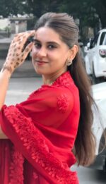 Red Color Faux Georgette Fabric Thread Work Palazzo Suit