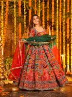 Red Color Pure Original Crepe Fabric Embroidery Work Gown