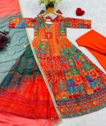 Red Color Pure Original Crepe Fabric Embroidery Work Gown
