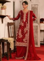 Red Color Roman Silk Fabric Sequence With Pearl Work Palazzo Suit