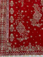 Red Color Roman Silk Fabric Sequence With Pearl Work Palazzo Suit
