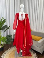 Red Color Tabby Silk Fabric Anarkali Suit
