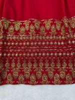 Red Color Vichitra Silk Fabric Thread With Sequence Work Lehenga