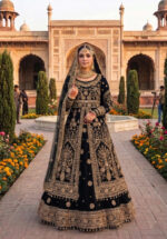 Stylish Black Color Velvet Fabric Embroidery Fancy Thread Sequence Work Bridal Lehenga
