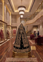 Stylish Black Color Velvet Fabric Embroidery Fancy Thread Sequence Work Bridal Lehenga