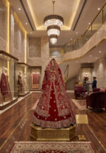 Stylish Maroon Color Velvet Fabric Embroidery Fancy Thread Sequence Work Bridal Lehenga