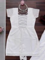 White Color Faux Georgette Fabric Thread With Sequence Work Suit