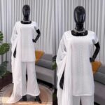 White Color Faux Georgette Fabric Thread With Sequence Work Suit