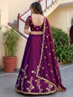 Wine Color Rangoli Silk Fabric Jari And Dori With Sequence Embroidery Work Lehenga